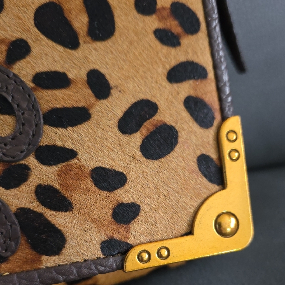 Sharif Leopard Print Crossbody Bag with Gold and Brown Accents - Picture 15 of 16